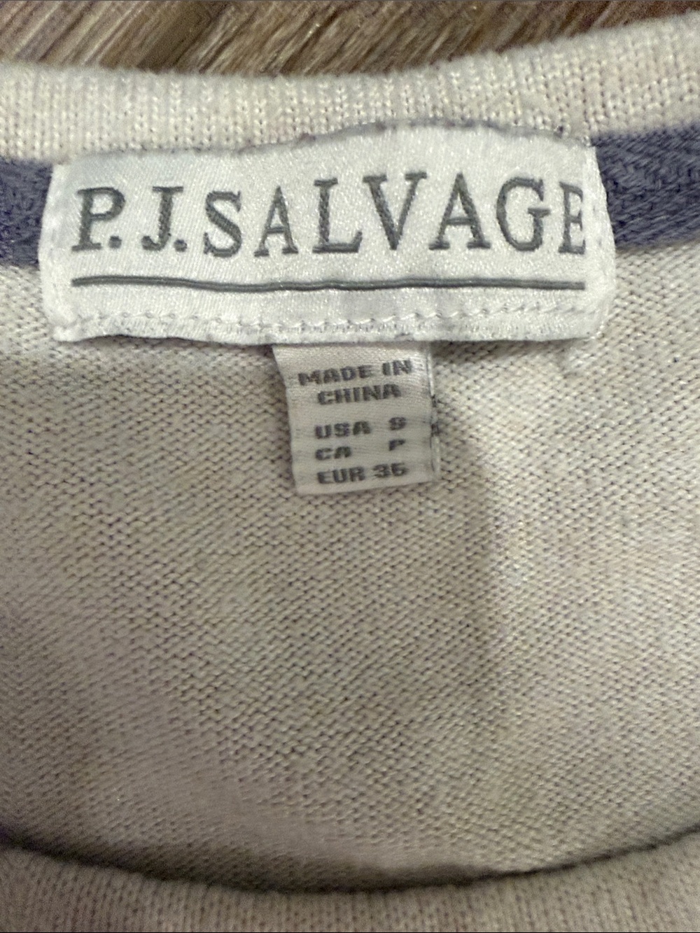 PJ Salvage Cream Lounge Sweatshirt and Joggers with Pink Yellow and Blue Stripes - Picture 2 of 4